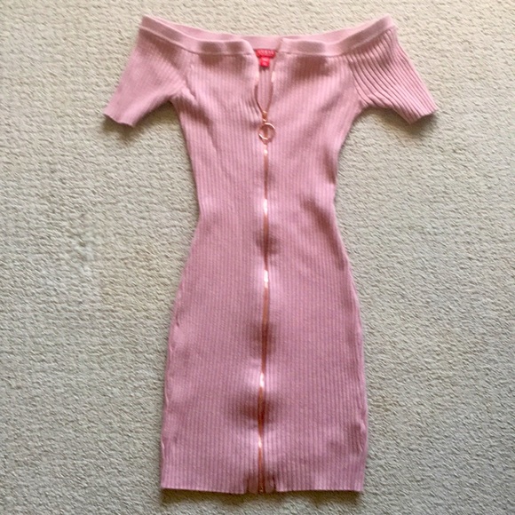 NWOT: GUESS Pink Rib Knit Mini Dress - XS! NEW - Picture 3 of 11